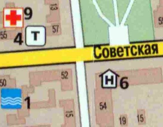 Подробная карта центра Луганска с нумерацией домов